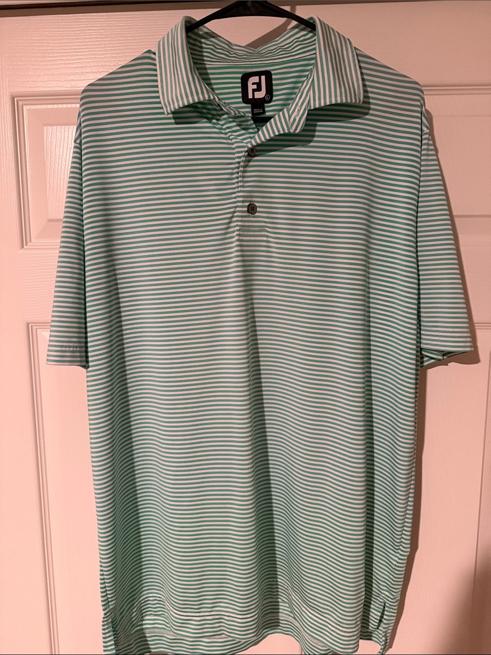 FootJoy Mint Green and White Striped Polo